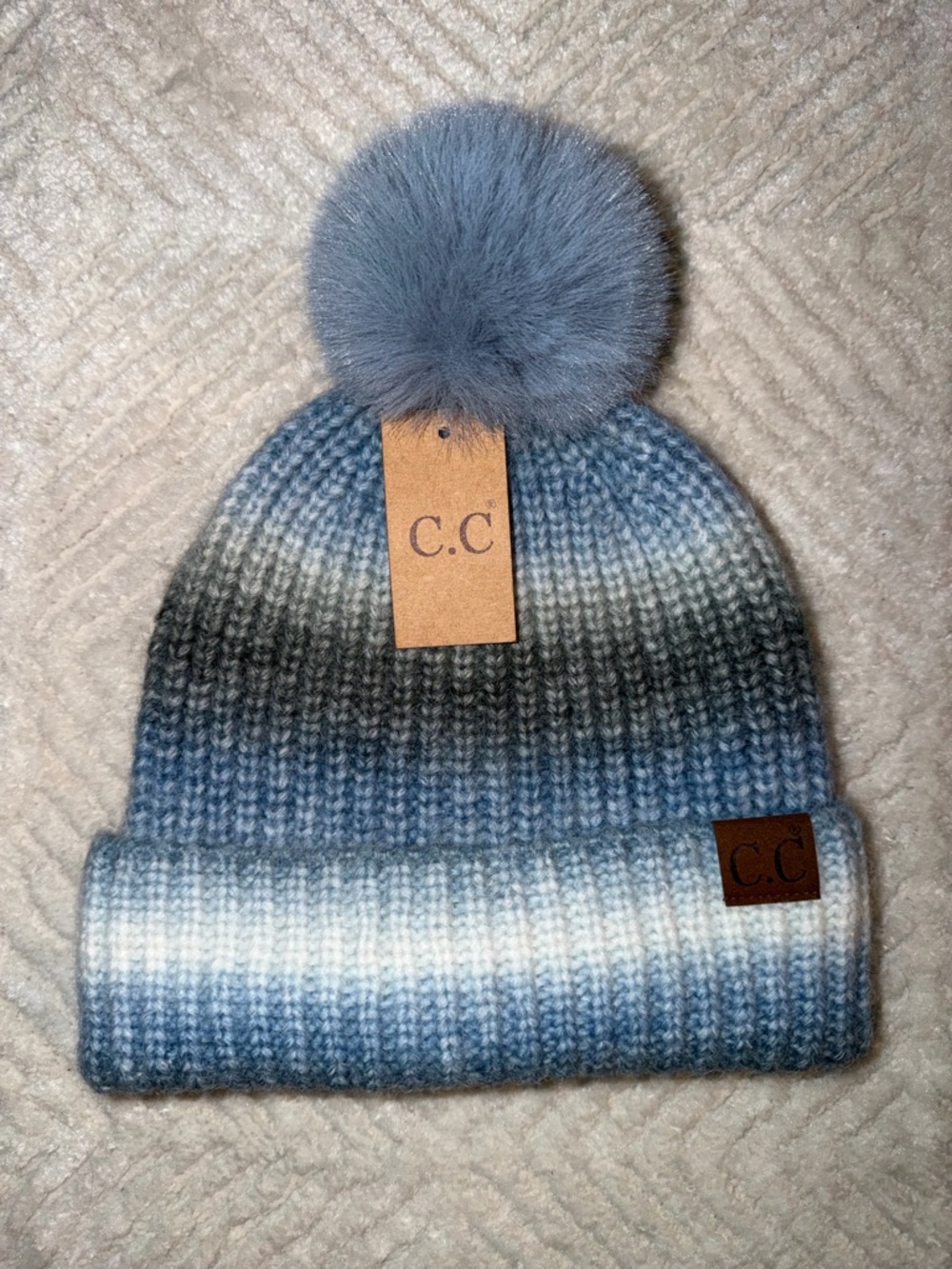C.C Blue Ombre Pom Beanie - Women